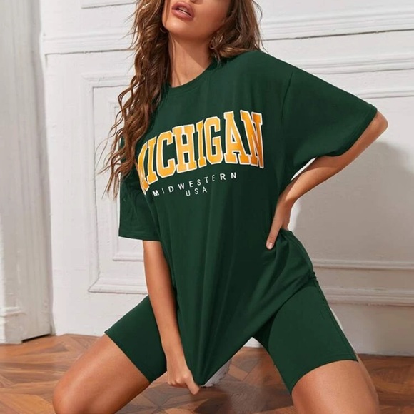 Other - NWOT 🌺Letter Graphic Tee & Biker Shorts Set🌺